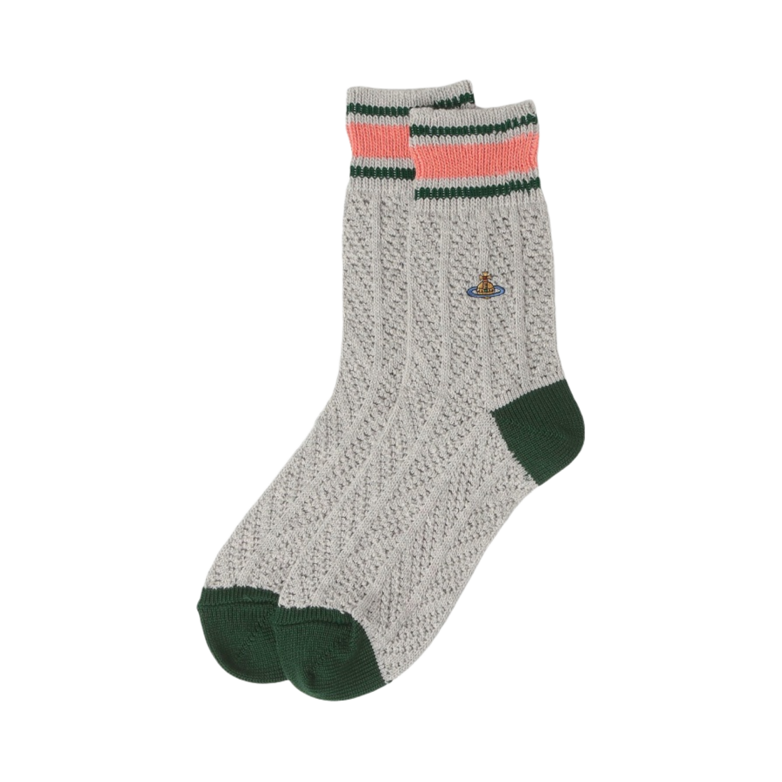 (W) 비비안 웨스트우드 메쉬 헤링본 크루 삭스 그레이((W) Vivienne Westwood Mesh Herringbone Crew Socks Grey) - 1