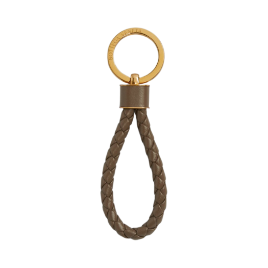 Bottega Veneta Intreccio Keyring Taupe Grey