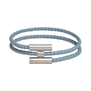 Hermes Tournis Tresse Bracelet Swift Calfskin Palladium & Bleu Lin