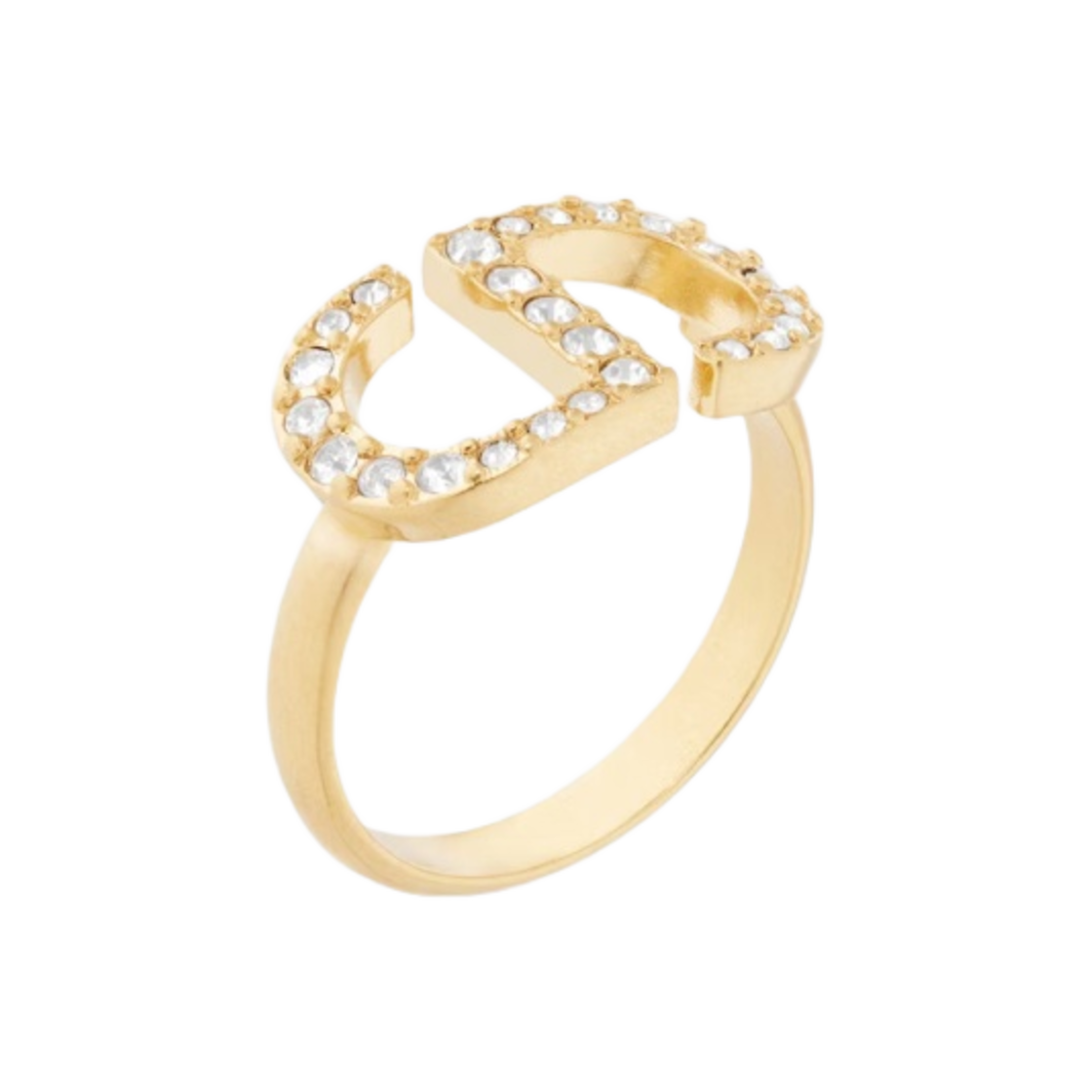 R1508WOMCY-D03S (W) Dior Petit CD Ring Gold Finish Metal Silver Tone Crystals