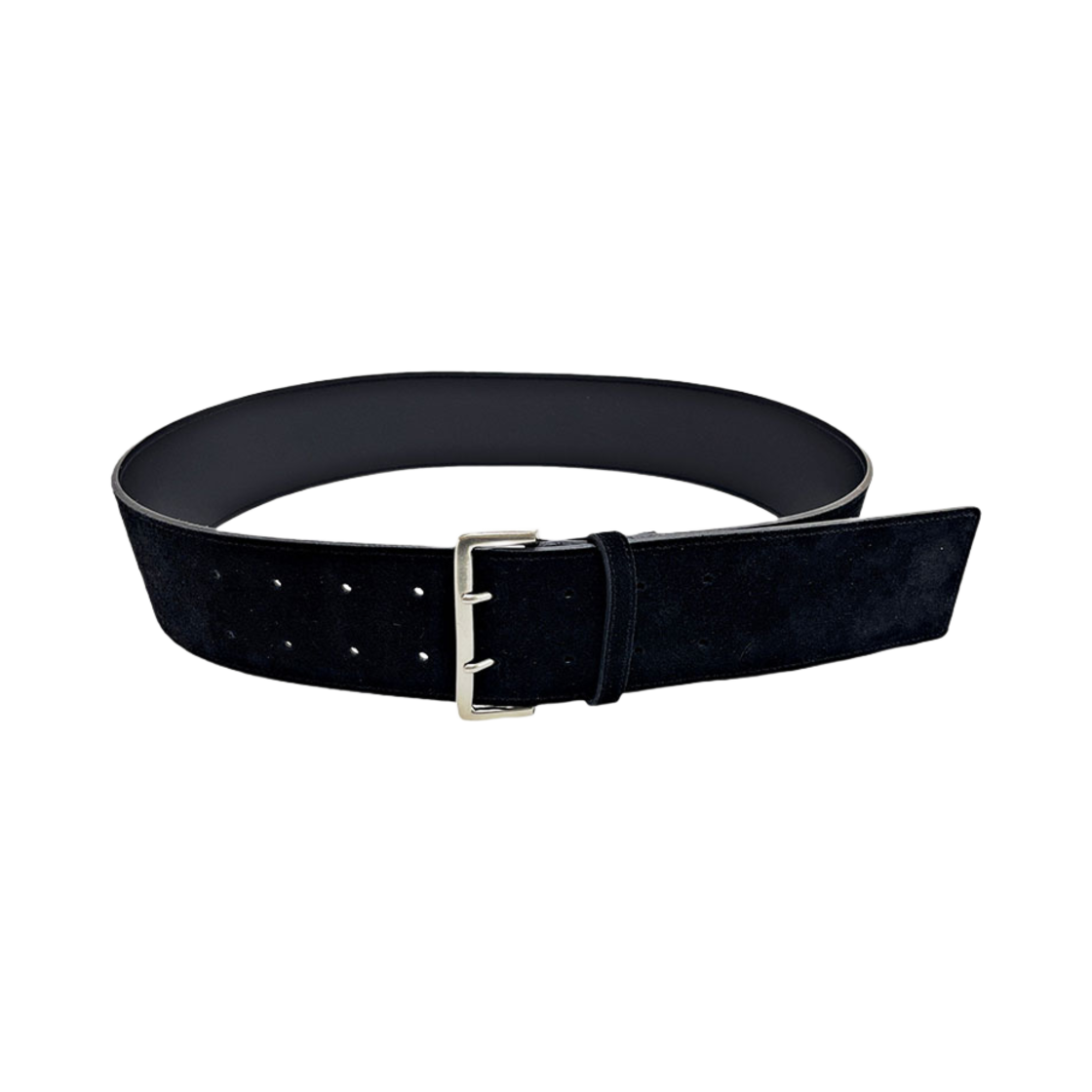 L243MBT010_02 lovememonster Two Hole Wide Suede Belt Black