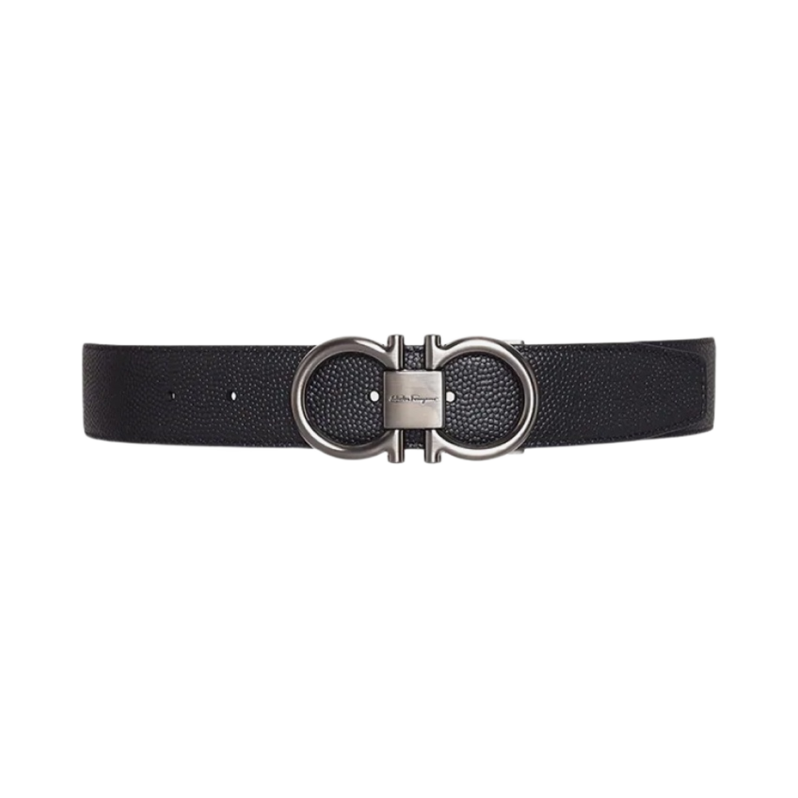 페라가모 리버시블 어드저스터블 해머드 카프스킨 레더 간치니 벨트 블랙 초콜릿(Ferragamo Reversible and Adjustable Hammered Calfskin Leather Gancini Belt Black Chocolate)
