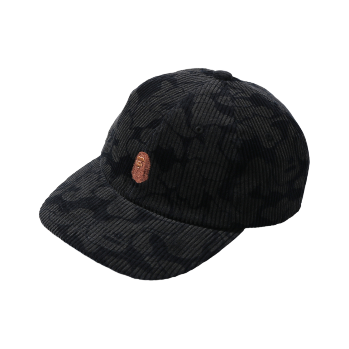 (W) 베이프 솔리드 카모 코듀로이 패널 캡 네이비 블루((W) BAPE Solid Camo Corduroy Panel Cap Navy Blue) - 1