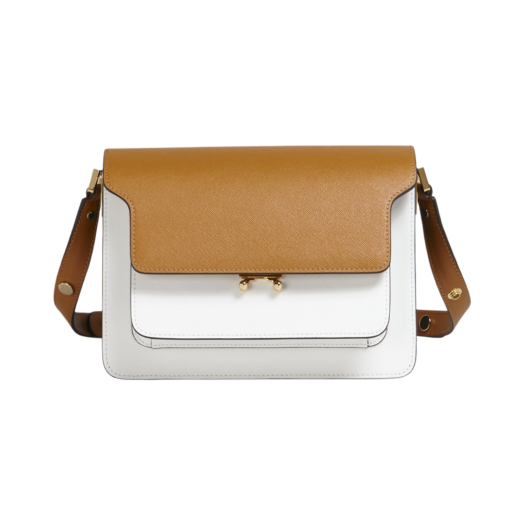 Marni Saffiano Medium Trunk Bag Dijon Lily White
