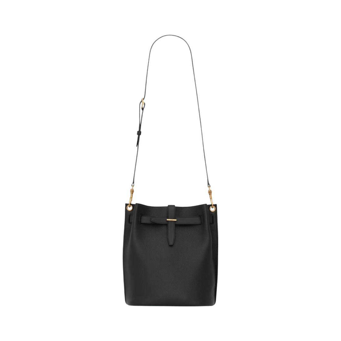 727673-DTIEW-1000 Saint Laurent Boucle Bucket Bag in Grained Leather Black