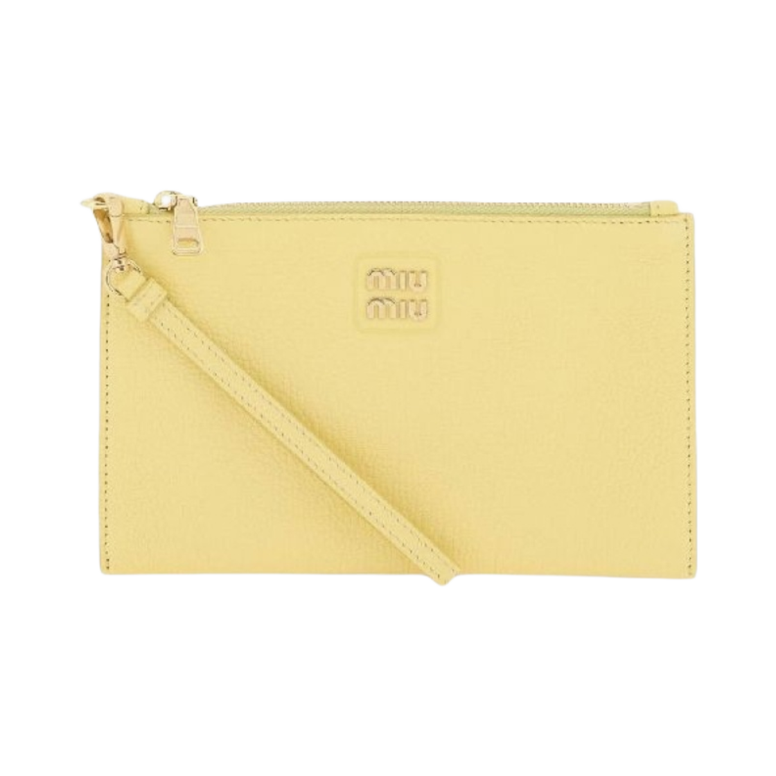 5NH013-2AJB-F0222 Miu Miu Madras Leather Pouch Lemon Yellow