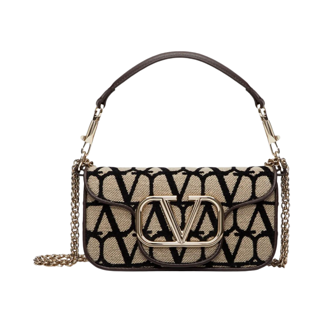 발렌티노 트왈 아이코노그래피 스몰 로코 숄더백 베이지 블랙(Valentino Small Loco Toile Iconographe Shoulder Bag Beige-Black) - 1