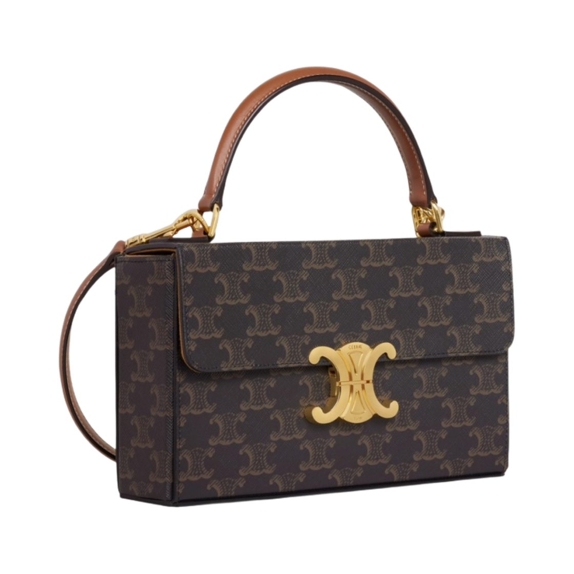 셀린느 트리옹프 캔버스 & 카프스킨 박스 트리옹프 탄(Celine Box Triomphe in Triomphe Canvas and Calfskin Tan) - 2