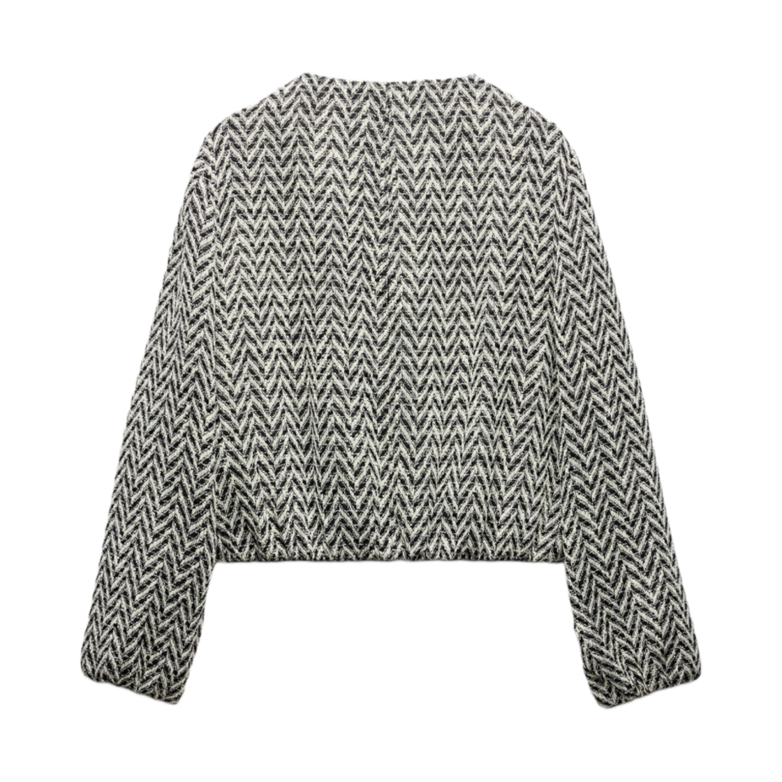 (W) 자라 헤링본 봄버 자켓 에크루 블랙((W) Zara Herringbone Bomber Jacket Ecru Black) - 2