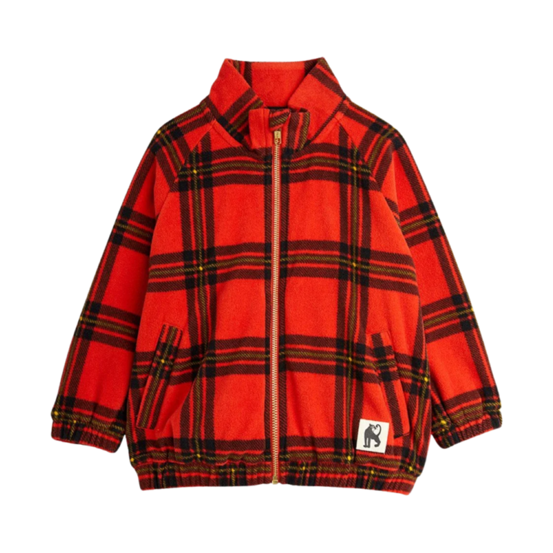 (키즈) 미니 로디니 체크 플리스 자켓 레드((Kids) Mini Rodini Check Fleece Jacket Red)