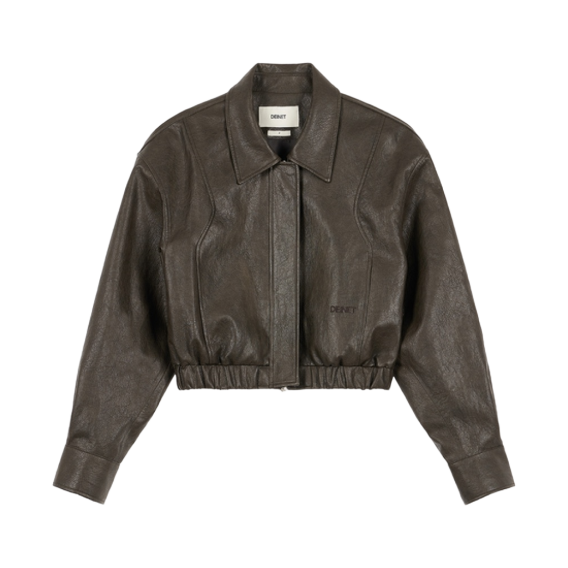 다이닛 에코 레더 봄버 밴디드 점퍼 다크 브라운(Deinet Eco Leather Bomber Banded Jumper Dark Brown)