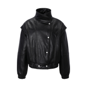 (W) Threetimes Kai Leather Jacket Black