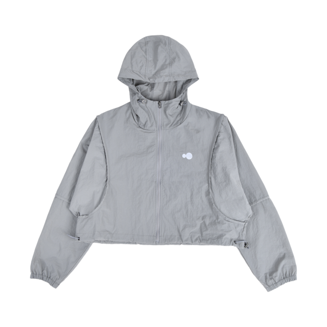 (W) 에이에이 심볼 로고 나일론 크롭 자켓 그레이((W) Aeae Symbol Logo Nylon Crop Jacket Grey)