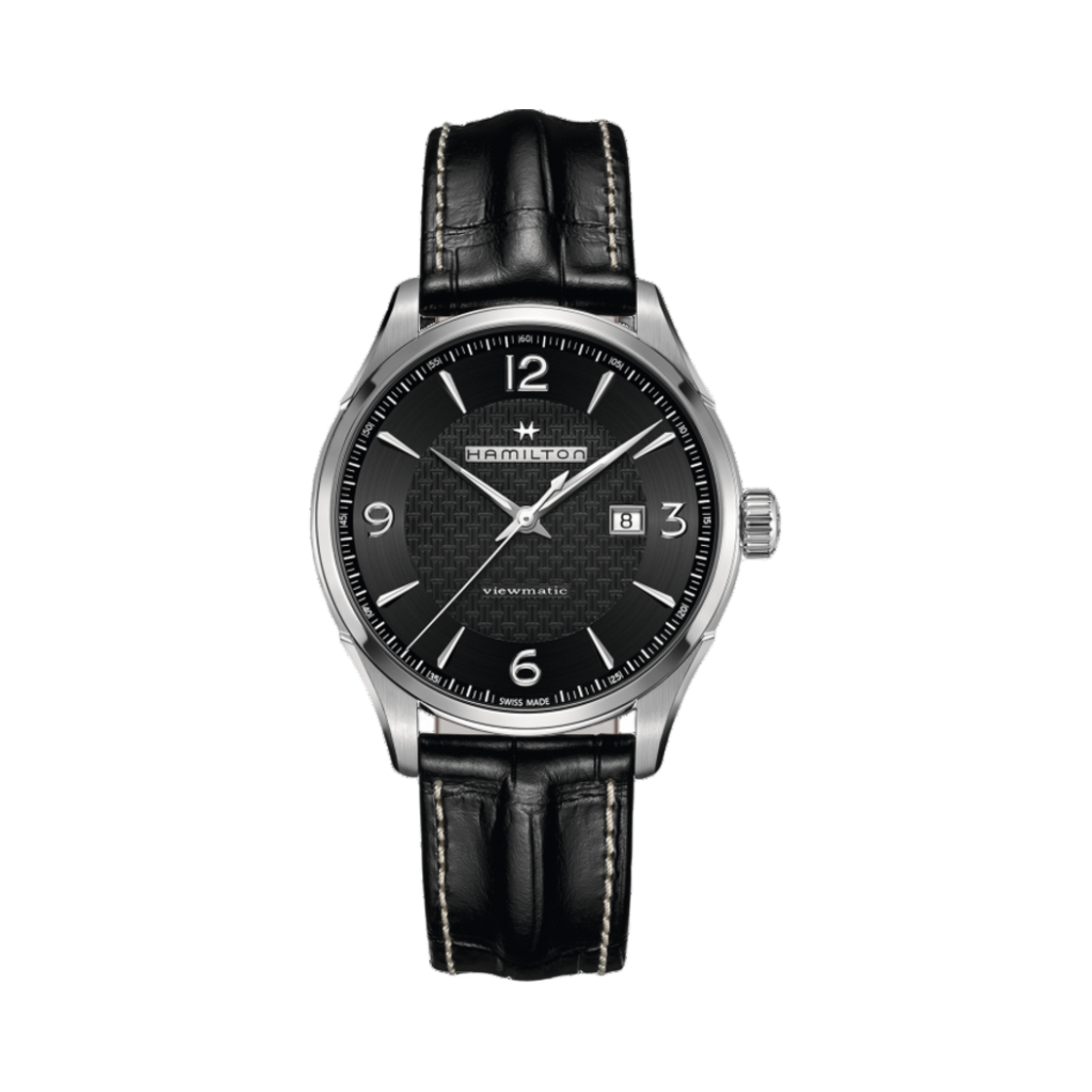 해밀턴 재즈마스터 뷰매틱 오토 44mm 스테인리스 스틸 카프 레더 블랙(Hamilton Jazzmaster Viewmatic Auto 44mm Stainless Steel Calf Leather Black) - 1