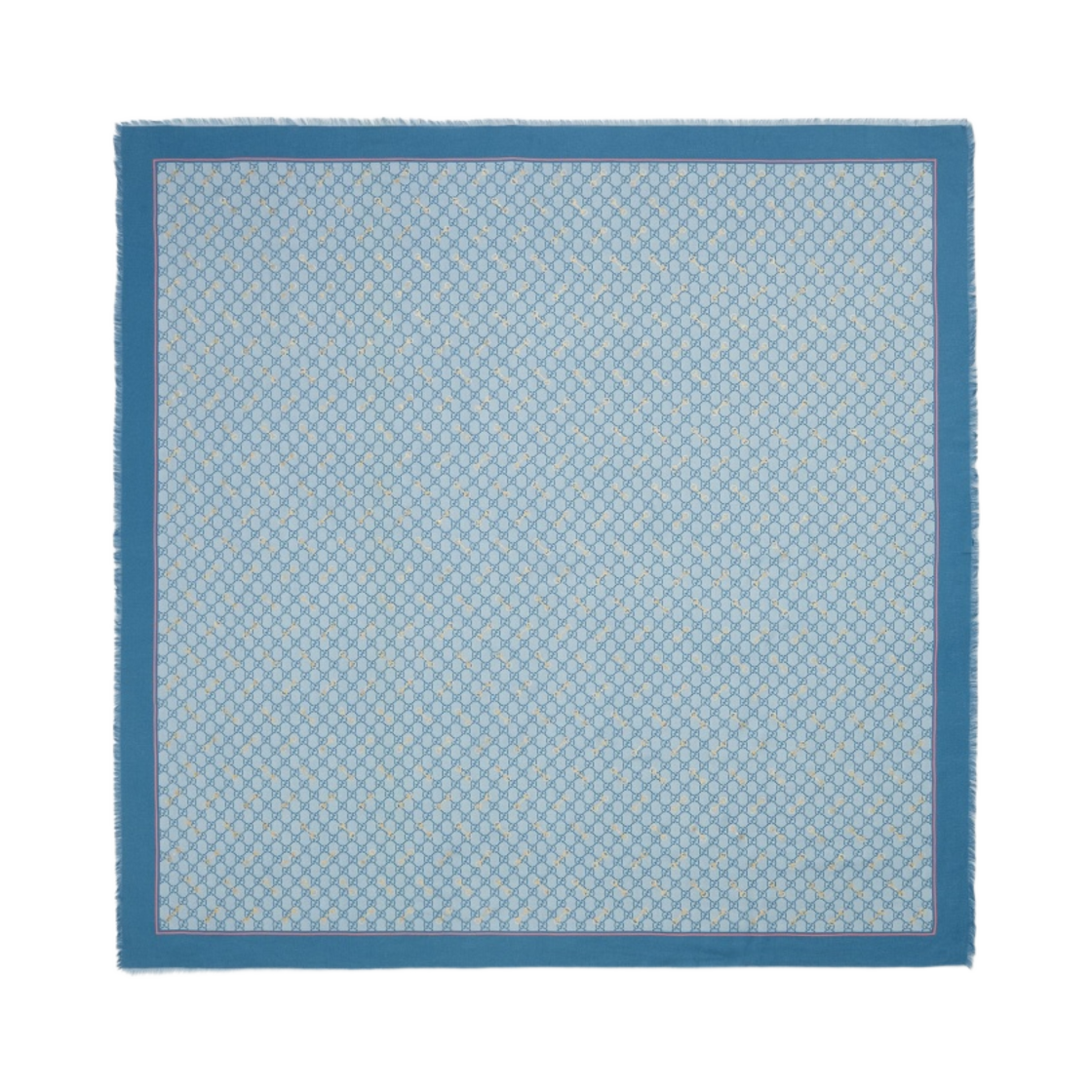 (W) 구찌 GG 프린트 홀스빗 실크 숄 블루 라이트 블루((W) Gucci GG Print with Horsebit Silk Shawl Blue Light Blue) - 1