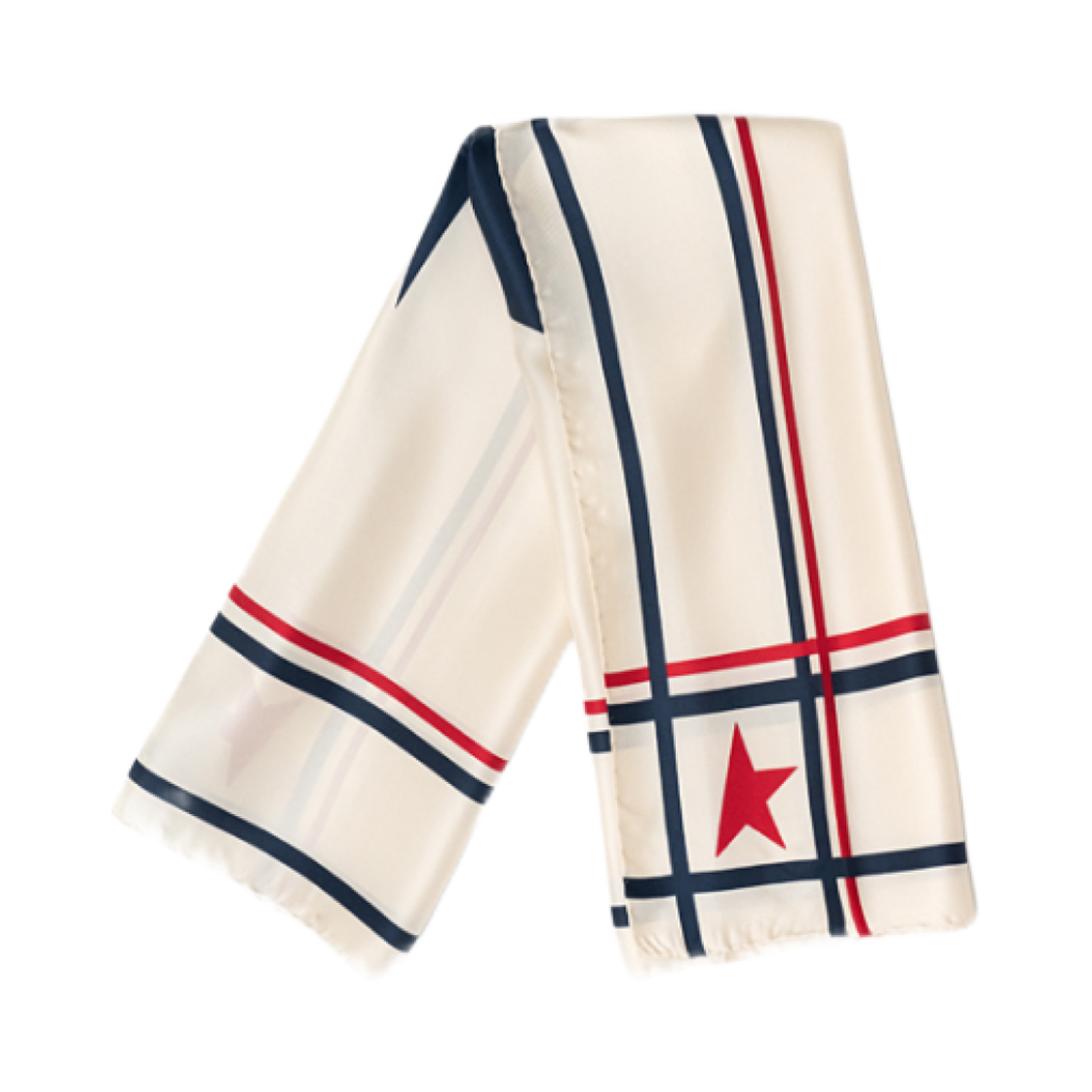 GUP01073-P000668-10715 Golden Goose Star Logo Silk Scarf Natural White