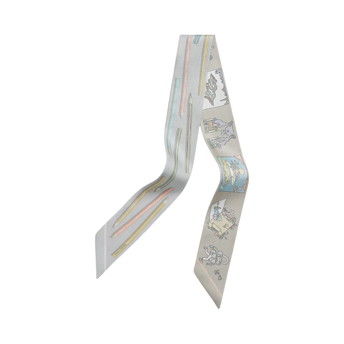 (W) 에르메스 아 보스 크레용 에 까레 리브레 트윌리 그리 뻬를르 죤 빨 베르((W) Hermes a Vos Crayons et Carre Libre Twilly Gris Perle Jaune Pale Vert)