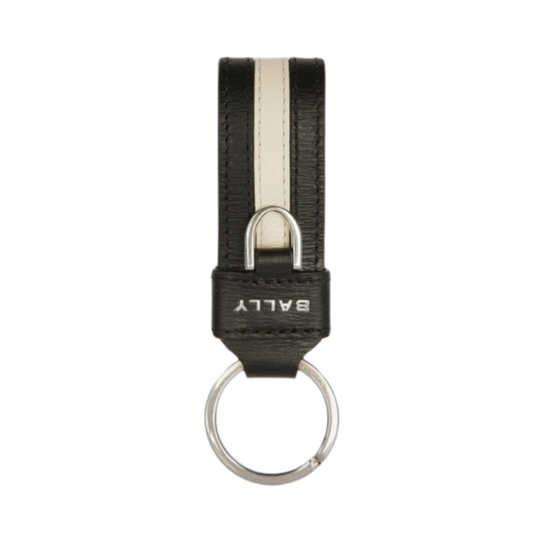 발리 리본 레더 키 홀더 블랙(Bally Ribbon Leather Key Holder Black)