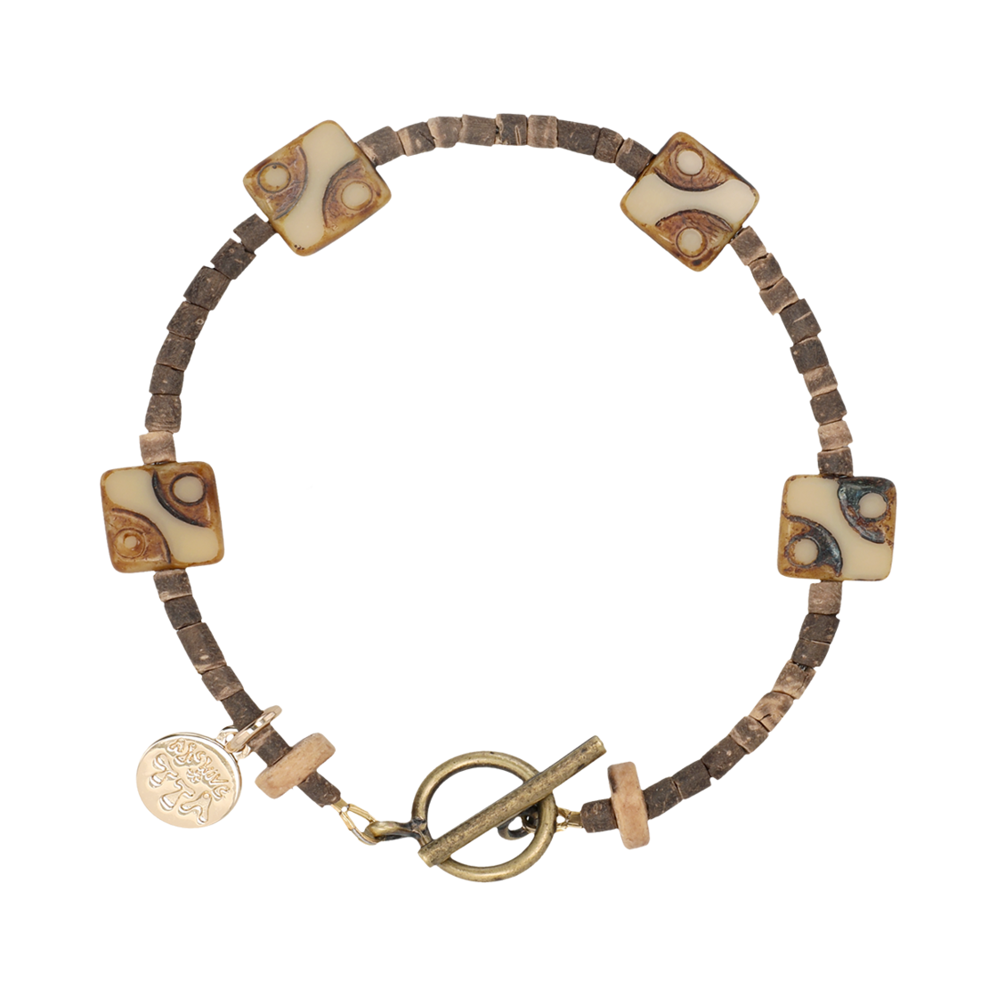 TBH32CDTB012BR TOWTOW.ARCHIVE 4 Square 8 Circle Bracelet Brown