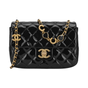 Chanel Mini Flap Bag Enamel Patent Calfskin & Gold Black