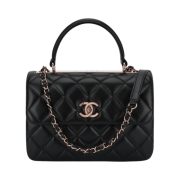 Chanel Small Flap Bag with Top Handle Lambskin & Pink Gold Black