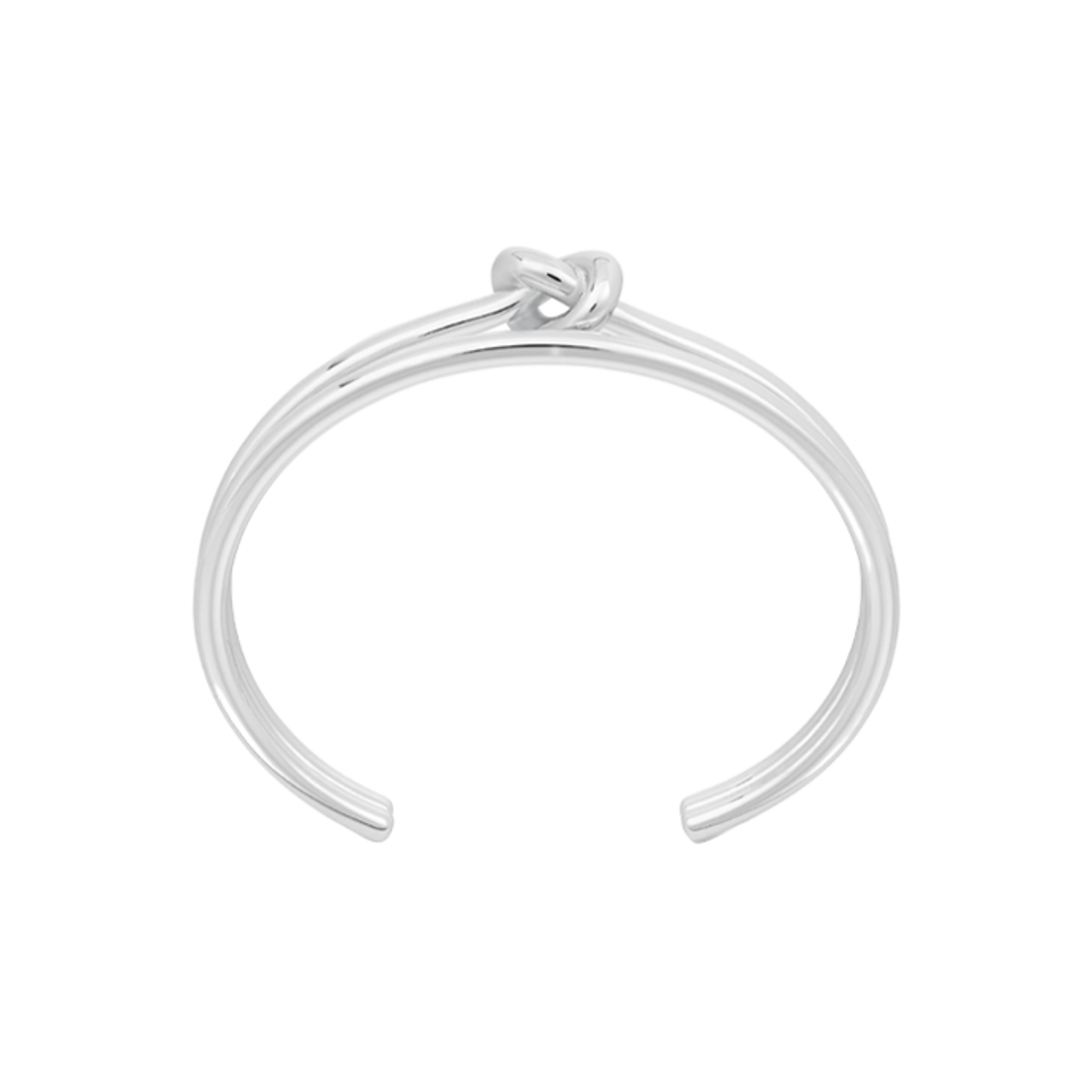 (W) 셀린느 노트 더블 커프 브래스 로듐 피니쉬 실버((W) Celine Knot Double Cuff in Brass with Rhodium Finish Silver) - 2