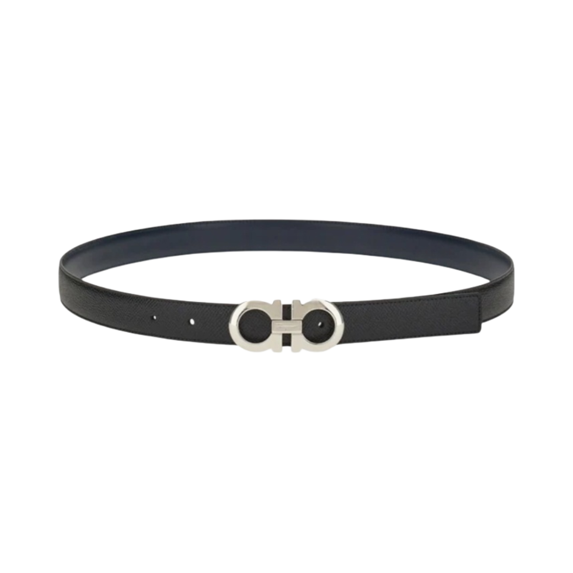 페라가모 리버시블 어드저스터블 간치니 벨트 블랙 마린 블루(Ferragamo Reversible and Adjustable Gancini Belt Black Marine Blue) - 1