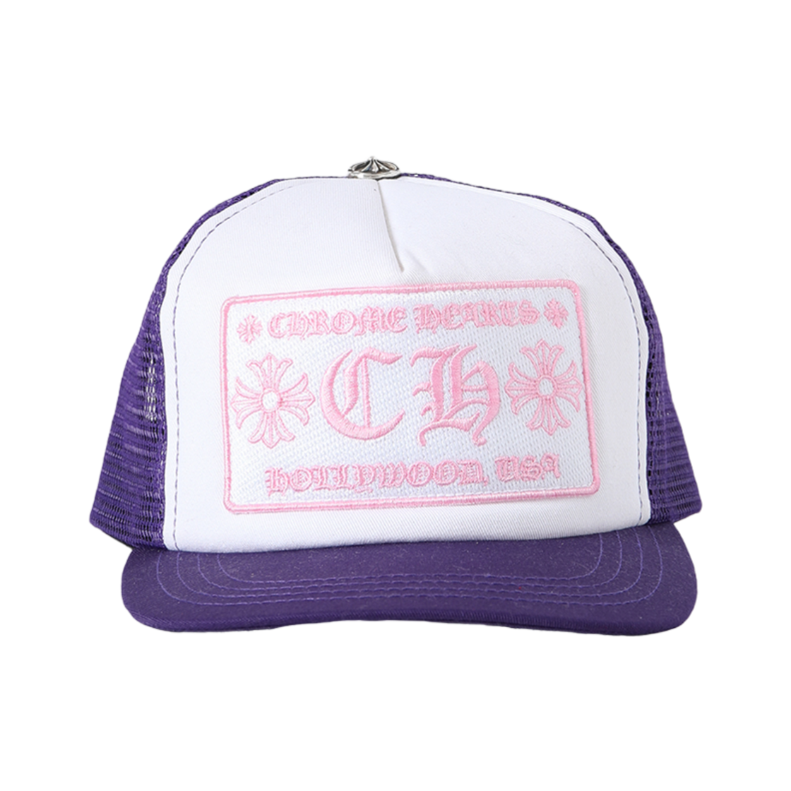 88886666 Hansroom Chrome Hearts CH Hollywood Trucker Hat Pupple White