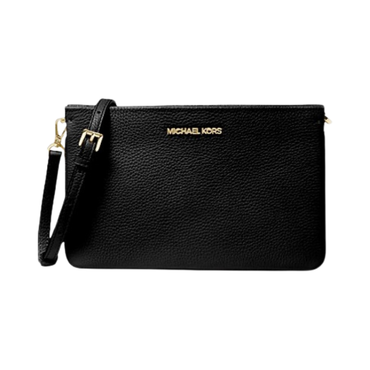 Michael Kors Jet Set Large Pebbled Leather Crossbody Bag Black