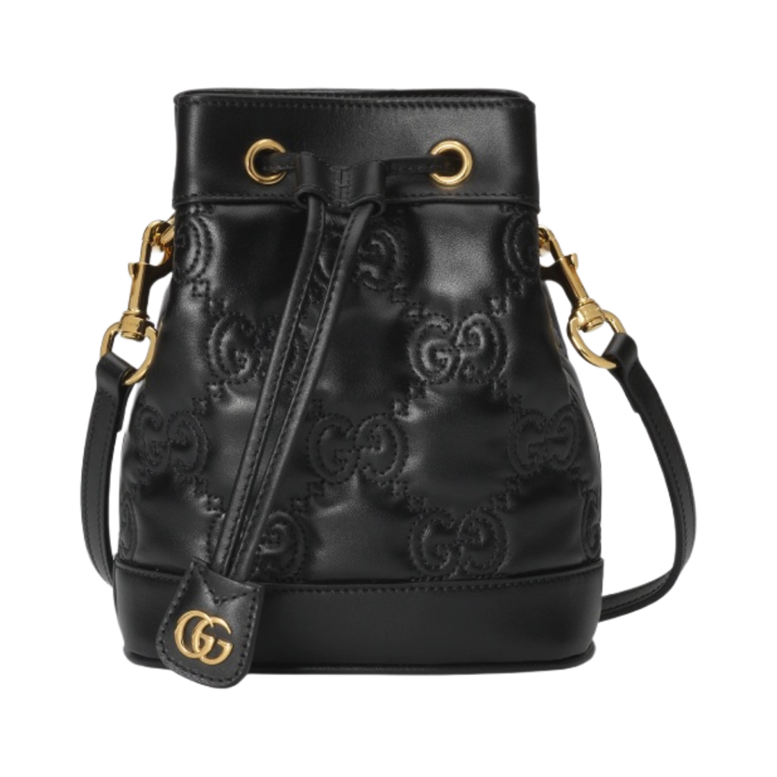 728231-UM8HG-1046 Gucci GG Matelasse Bucket Bag Black Leather