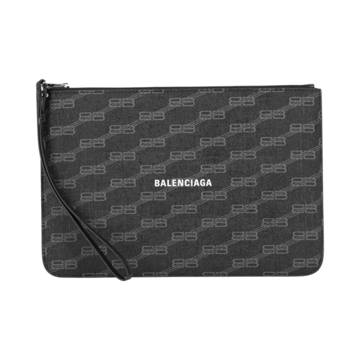 702627210D51060 Balenciaga BB Monogram Canvas Clutch Black