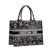 Dior Medium Book Tote Black White Plan Paris