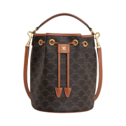 Celine Clara Bag in Triomphe Canvas Calfskin Tan