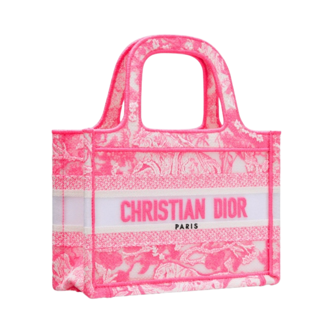 디올 미니 북 토트백 트왈 드 주이 리버스 투명 캔버스 플로레센트 핑크(Dior Mini Book Tote Toile de Jouy Reverse Transparent Canvas Fluorescent Pink) - 2