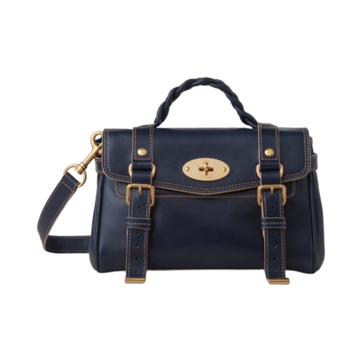 Mulberry Contrast Raw Edge Mini Alexa Dark Navy