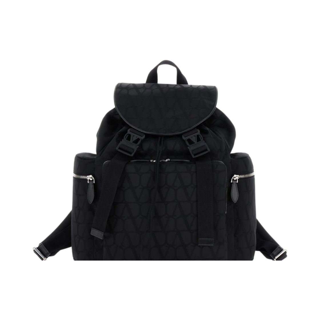 B0C47CSH0NO Valentino Vlogo Toile Iconographe Fabric Backpack Black