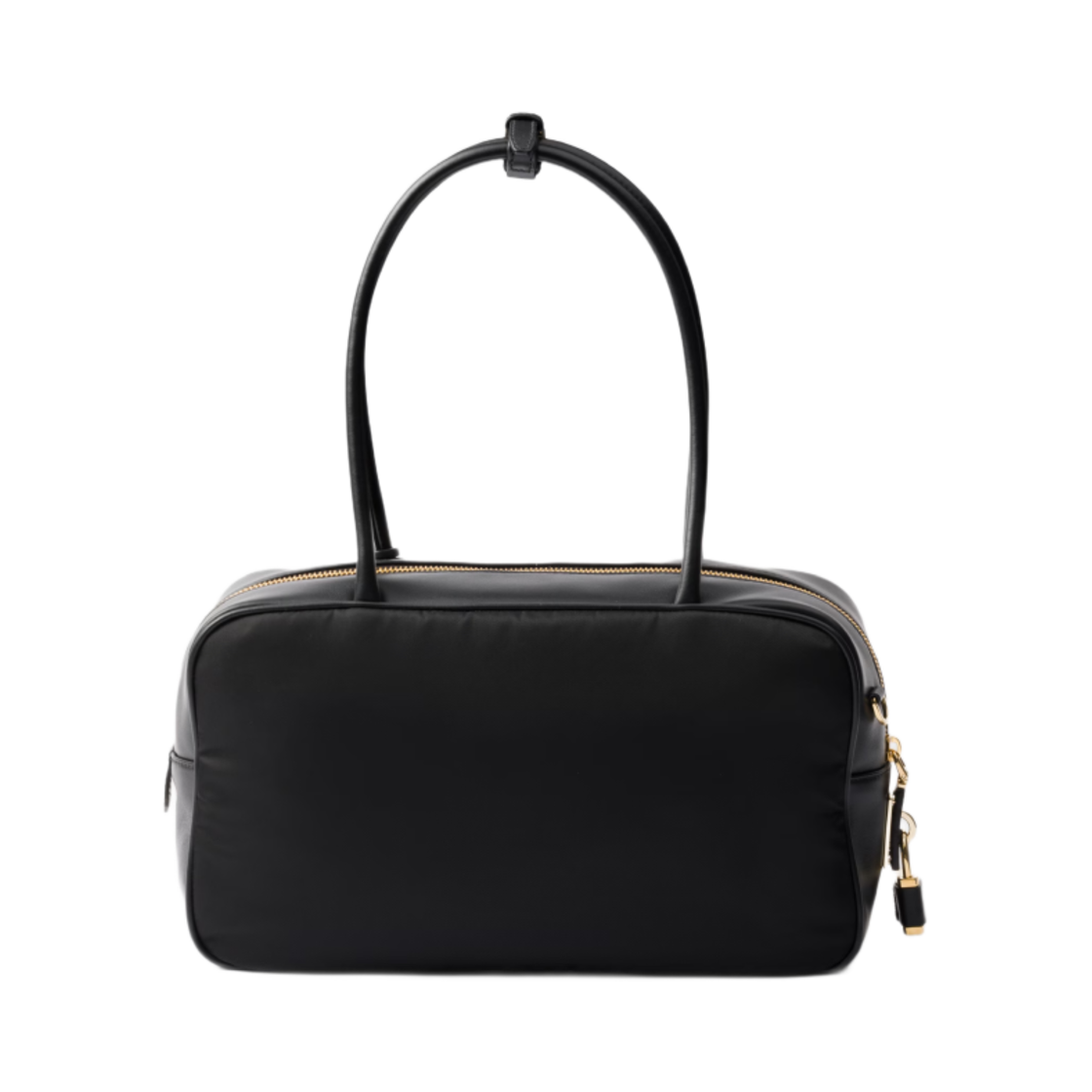 프라다 리나일론 앤 레더 미디움 탑 핸들 백 패드락 블랙(Prada Re-Nylon and Leather Medium Top-Handle Bag with Padlock Black) - 3