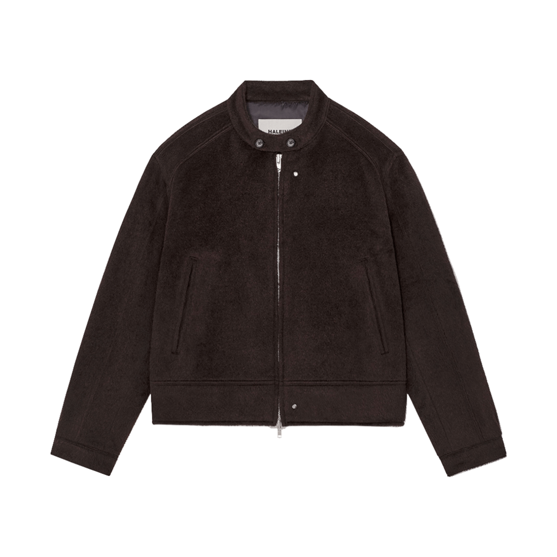 알렌느 3D 패디드 알파카 바이커 자켓 브라운