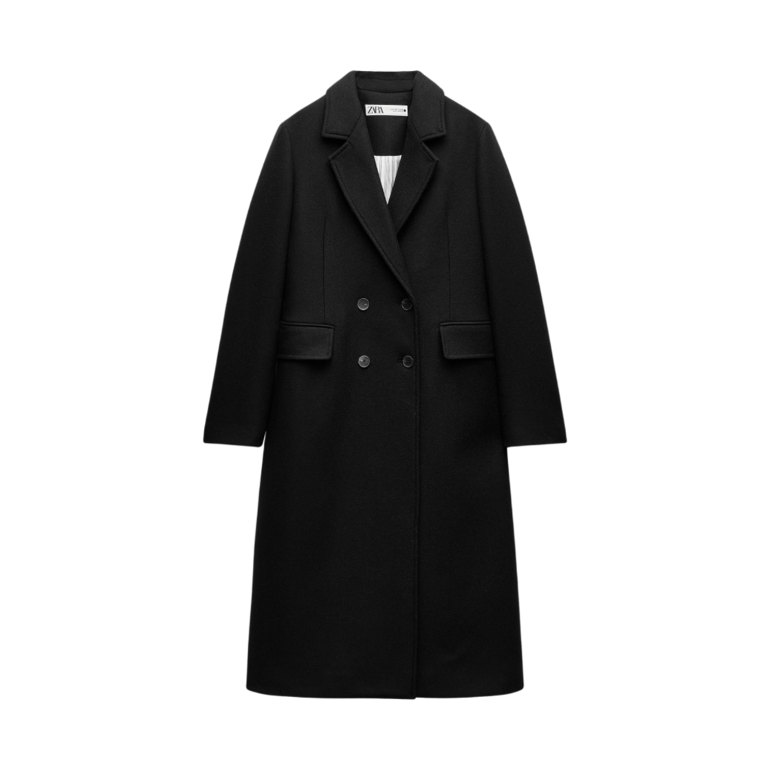 (W) 자라 ZW 컬렉션 울 블렌드 코트 블랙((W) Zara ZW Collection Wool Blend Coat Black)