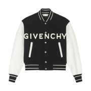Givenchy Varsity Jacket in Wool and Leather Black White