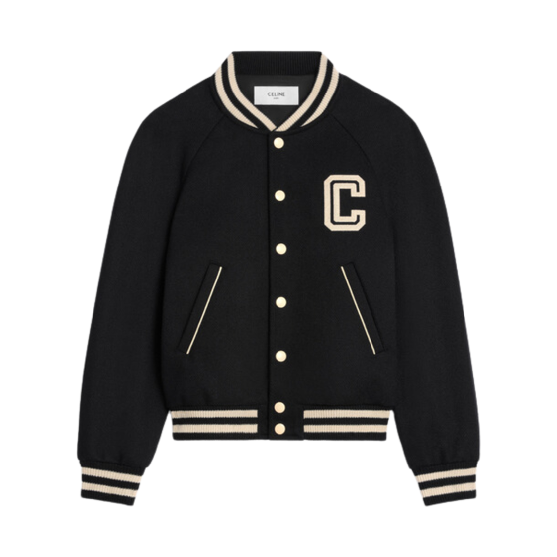 2V86W896C-38NO Celine Teddy Jacket in Textured Wool Black