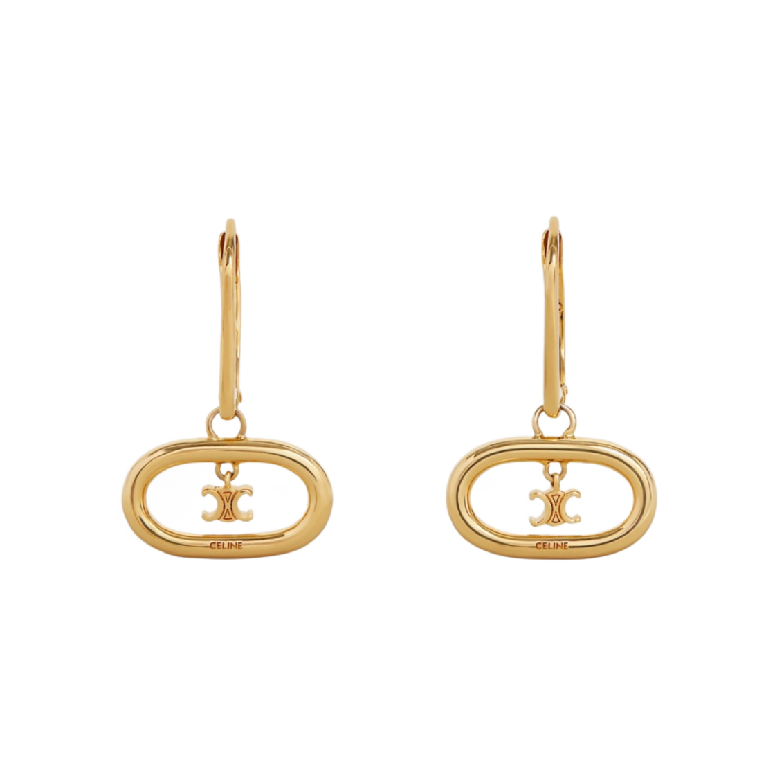 (W) 셀린느 브래스 골드 피니쉬 트리옹프 모바일 이어링 골드((W) Celine Triomphe Mobile Earrings in Brass with Gold Finish Gold) - 1