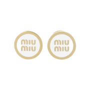 (W) Miu Miu Enameled Metal Earrings White