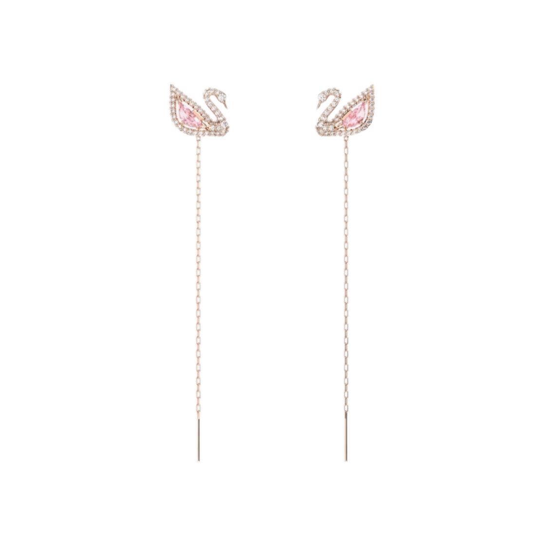 5469990 (W) Swarovski Dazzling Swan Drop Earrings Pink Rose Gold Plated