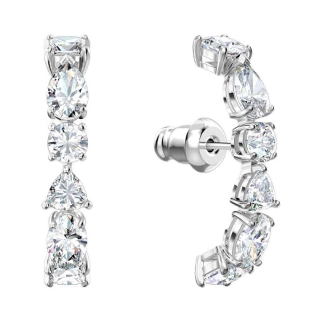 (W) 스와로브스키 테니스 디럭스 이어 커프 화이트 로듐 플래팅((W) Swarovski Tennis Deluxe Ear Cuffs White Rhodium Plated) - 1