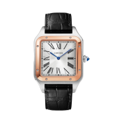 Cartier Santos Dumont Watch Extra Large Pink Gold Steel Leather