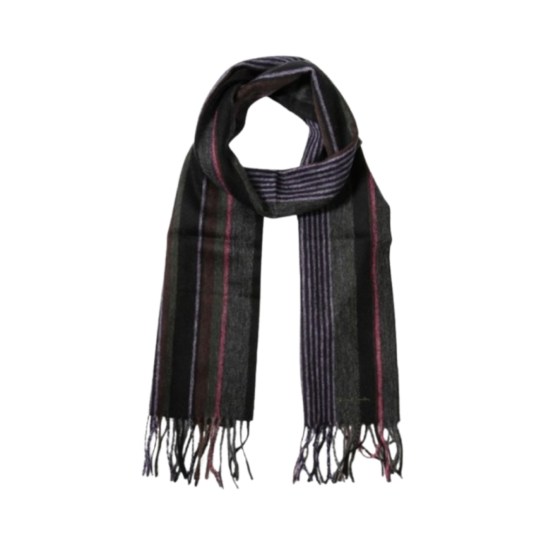 M2A-150K-M459-76 Paul Smith Stripe Lambswool Scarf Grey