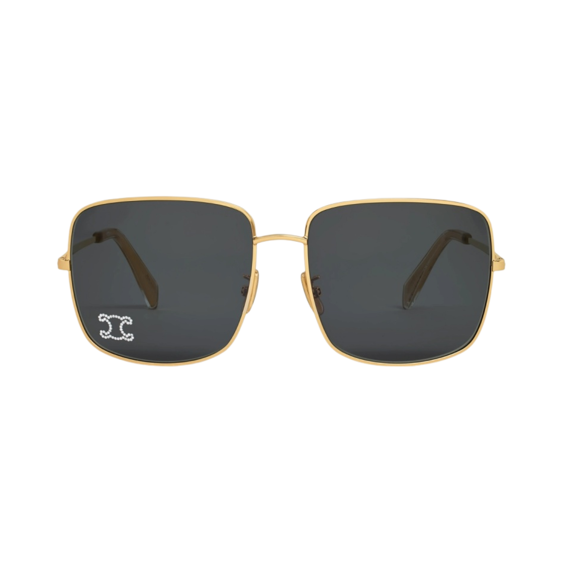4S284CMSB-35SS/CL40284U-30A (W) Celine Triomphe Rhinestone 01 Sunglasses in Metal with Crystals Gold Smoke