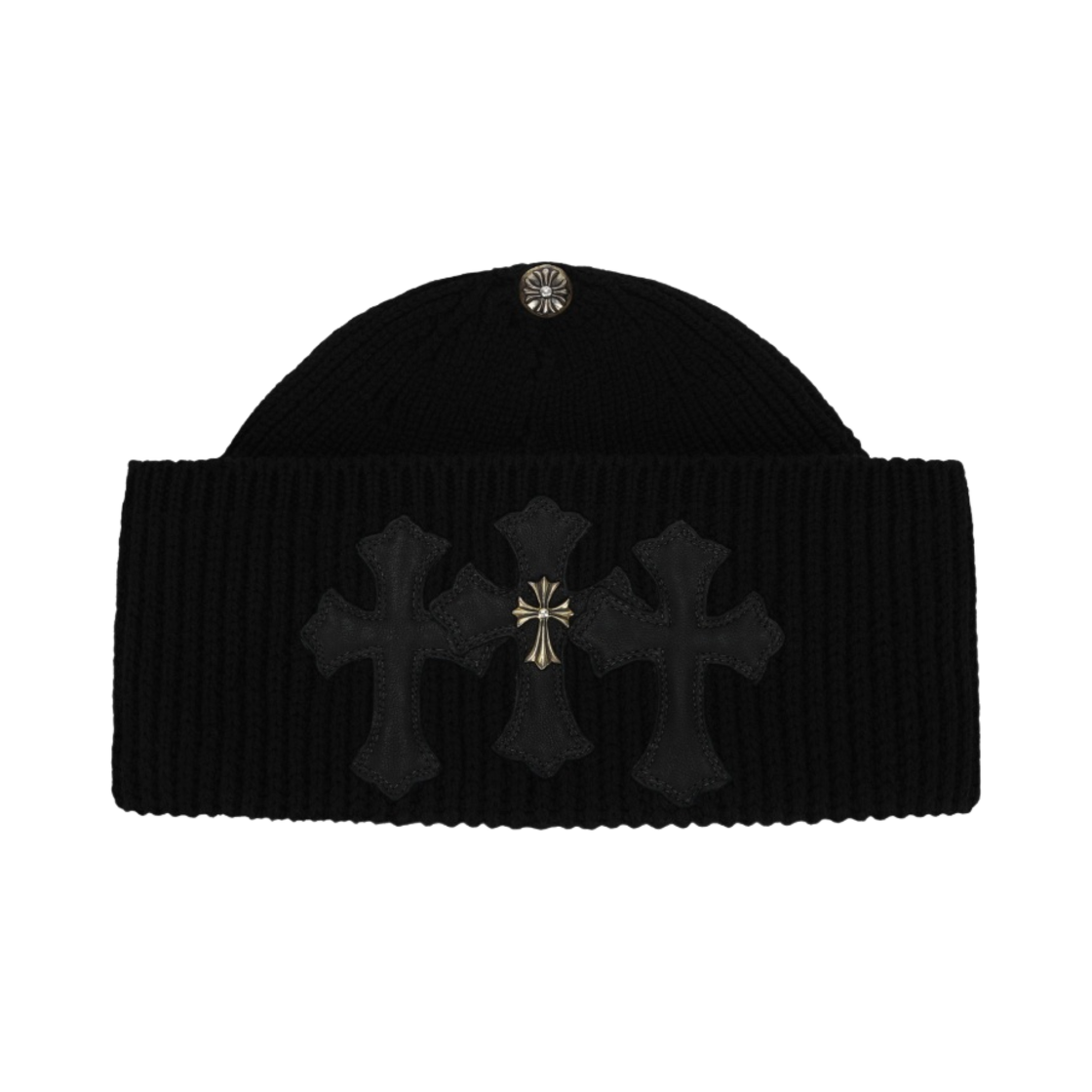 크롬하츠 레더 패치 비니 블랙(Chrome Hearts Leather Patch Beanie Black)