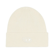 Diesel K-Coder-Fully B Ribbed Beanie with D Embroidery White
